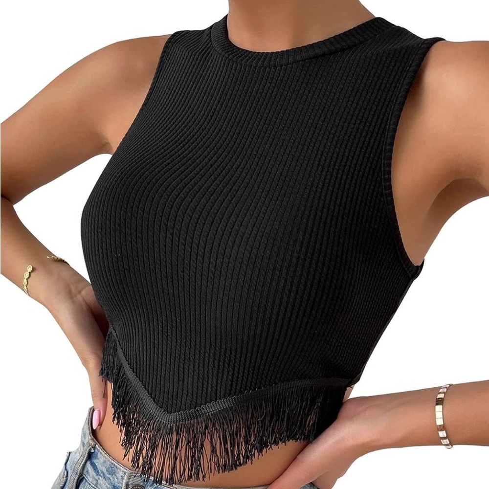 NWOTS Black Fringe Tank Size Small